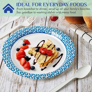 Assiettes jetables en <span class=keywords><strong>carton</strong></span> blanc compostable personnalisées pour gâteaux, hot-dogs et fêtes d'anniversaire, 9 et 10 pouces, avec logo, vente en gros - Product Image 2