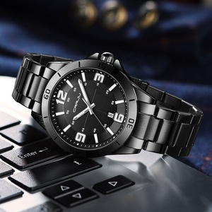 Montre à quartz classique pour homme, cadran bleu simple, bracelet en acier inoxydable avec fenêtre de calendrier, étanche 30 m, montre-bracelet décontractée pour affaires - Product Image 4