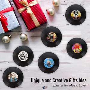 แผ่นรองแก้วไวนิลสไตล์เรโทร ลายเพลงยุค 80 สำหรับป้องกันโต๊ะ ของขวัญสุดพิเศษสำหรับคนรักดนตรี ของขวัญขึ้นบ้านใหม่ - Product Image 6