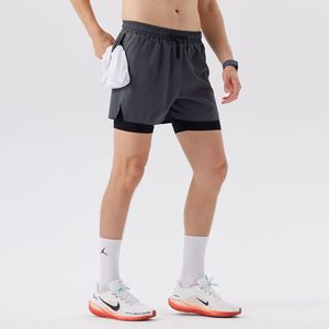 Lan Lichi Men's Double <b>Layer</b> Sports Shorts Breathable Quick Dry Running Fitness Shorts Summer Outdoor Wear <b>Mid</b> Waist Spandex - Product Image 3