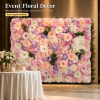 Panneau mural de fleurs artificielles multicolores avec roses et hortensias pour toile de fond de mariage, fond de diffusion en direct, vitrine de magasin, décoration murale de fête