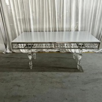Nouvelle table rectangulaire en cristal électroplaqué pour événements de mariage, design industriel de luxe en acier inoxydable, pour banquets d'hôtel