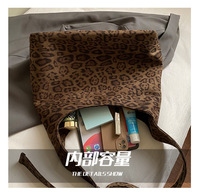 Sac à main en velours suédé à imprimé léopard pour femme, nouvelle collection d'hiver, grande capacité, sac fourre-tout de luxe, sac à main