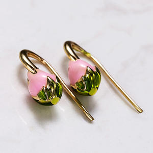 Pendientes Colgantes de Flor en Oro Rosa Estilo Lolita con Cristales de Estrás y Engaste de Bisel, Joyería Fina para Mujer, Lindos para Uso Diario - Product Image 6
