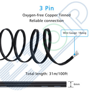 <span class=keywords><strong>สาย</strong></span>ต่อไฟ RGB แบบ 3 ขา ขนาด 18AWG สำหรับ<span class=keywords><strong>ไฟ</strong></span> <span class=keywords><strong>LED</strong></span> แบบเส้น ความยาว 100 ฟุตต่อม้วน สำหรับใช้เชื่อมต่อ<span class=keywords><strong>ไฟ</strong></span>ภายนอกอาคาร - Product Image 5