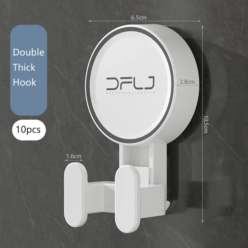 Factory Direct Super Vacuum Suction Wall Hooks Hanger Waterproof & Reusable Heavy Duty Double Hooks for Bathroom Kitchen Towel