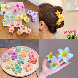 European And American Style Colorful Plumeria Hair <b>Clips</b> Flower Hair Claws Vintage Hair Accessories For Women Back Head Decor - Product Image 3