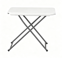 Table portable en plastique HDPE à pieds en X réglable en hauteur pour étude, ordinateur portable, camping, pique-nique, canapé, intérieur/extérieur
