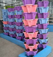 Pot de culture vertical professionnel de qualité alimentaire, conteneur empilable DIY, pots auto-arrosants pour la culture des fraises