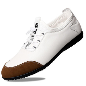 Mocassins en cuir blanc pour hommes, semelle souple, style britannique, chaussures décontractées, taille jeune 8798 - Product Image 5