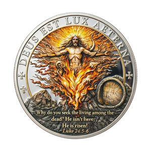 Moneta Commemorativa <span class=keywords><strong>Deus</strong></span> Est Lux Aeterna, Artigianato in Metallo, Decorazione a Tema Padre Figlio Spirito Santo, Regalo da Collezione - Product Image 3