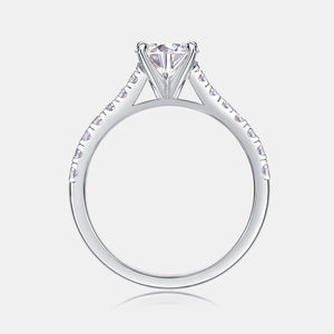 VVS1 d-warna harga grosir 1CT 2CT 3CT cincin pernikahan mewah tatahan dengan Moissanite berlian bulat cincin pemotong - Product Image 6