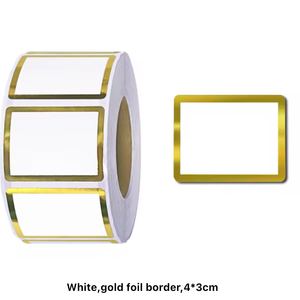 Etichetta in bianco stampabile con bordo dorato adesivo con bordo dorato con codice a barre cerchio impermeabile etichette termiche dirette rotoli - Product Image 3