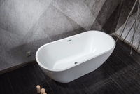 Égouttoir de bain autoportant moderne pour adultes Acrylique Surface solide Intérieur Pierre autoportante Résine Trempage profond Salle de bain portable