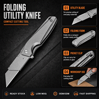 Couteau pliant EDC en titane TGZUO, couteau de poche tactique utilitaire de précision CNC, lame à changement rapide, outils de survie d'urgence