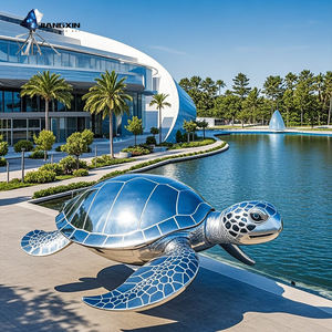 JIANGXIN solare-Tech tartaruga scultura-specchio autopulente acciaio e luce notturna 24K <span class=keywords><strong>oro</strong></span> accenti e motivi geometrici per palazzi - Product Image 4