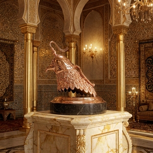Trophée Coupe Personnalisé Écologique Tête de Faucon Or Rose Impression UV Style <span class=keywords><strong>Arabe</strong></span> Récompense Souvenir de Luxe Événements Moyen-Orient - Product Image 5