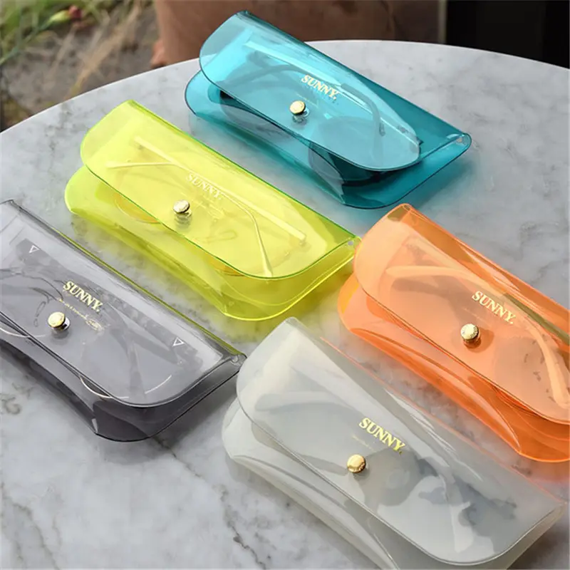 Warna-warni PVC kacamata hitam Case Pouch untuk pria wanita kacamata kotak Case