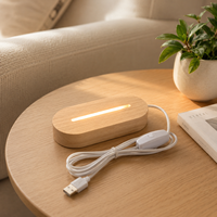 Lampe de nuit intelligente LED en acrylique avec motif imprimé UV personnalisé, base en bois minimaliste, lampe USB, ensemble cadeau DIY pour enfants, lumière chaude à intensité variable