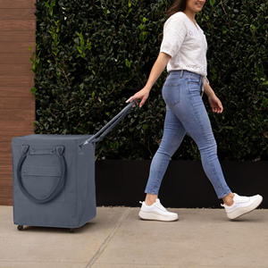 Upgrade Shopping <b>Bag</b> <b>Wheels</b> Carry Luggage Reusable Travel Duffel <b>Bag</b> Foldable Polyester Zipper Closure Webbing Handle Grocery - Product Image 3