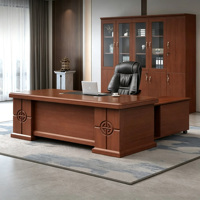 Ensemble de chaise de bureau de direction en bois massif, style chinois, avec armoire latérale pour directeur/président, mobilier de bureau moderne haut de gamme premium