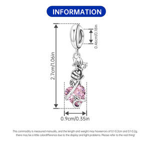 Colgante de cobre blanco en forma de rosa, corazón y mariposa, diseño original, exclusivo, accesorio de pulsera DIY de alta gama para mujer, ¡muy vendido! - Product Image 2