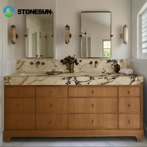 Mobile Bagno Sospeso in Marmo Calacatta Viola Personalizzato StoneSun per Arredamento Interno di Ville Moderne <span class=keywords><strong>e</strong></span> Hotel - Product Image 5