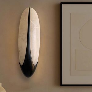 Natural Marble Wall Lamp Led <b>Light</b> Source Wall Mounted Black And White Contrast For Living Room Study <b>Corridor</b> Hotel - Product Image 2