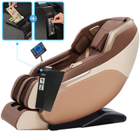 Sillón de Masaje Comercial Premium 4D con Bolsas de Aire para Todo el Cuerpo, Funciona con Monedas, con Control de Voz Inteligente Bluetooth y Función Musical