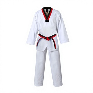 White Taekwondo Uniform Kids Unisex Cotton Martial Arts Wear Durable Plain Dyed Regular Fit - Product Image 1