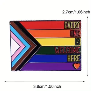 "Ognuno è il benvenuto <span class=keywords><strong>qui</strong></span>" spilla con bandiera colorata in metallo con spilla in smalto - Product Image 4