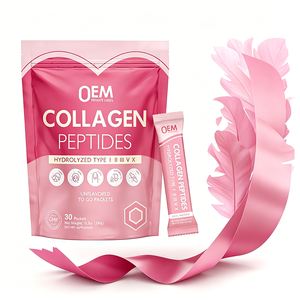 Poudre de peptides de collagène OEM hydrolysée de types I, II, III, V, X avec acide hyaluronique, biotine, vitamine C, poudre de peptides de collagène multi-vitamines - Product Image 1