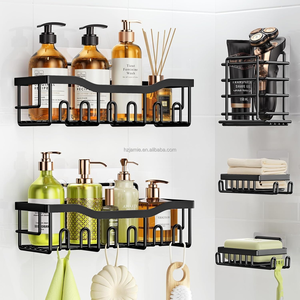 5 Trong 1 Kim Loại Góc Tắm Caddy Treo Tường Lưu Trữ Giá Tổ Chức Phòng Tắm Kệ Móc Không Khoan Yêu Cầu Phụ Kiện Thiết Lập - Product Image 4