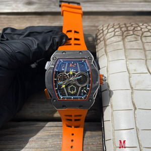 2026 New Hollow Design Business Sports <b>Watch</b> waterproof Carbon Fiber <b>Case</b> Modern Mechanical Trend Timepiece Barrel-shaped Men's - Product Image 1