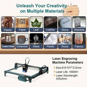 Akrilik, ahşap için K20 20W lazer oyma makinesi lazer kesim makineleri, - Product Image 3