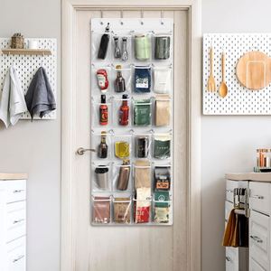 24 Pockets Over the Door Hanging <b>Shoe</b> Organizer Non-woven & Clear PVC <b>Shoe</b> Storage Bag - Product Image 1