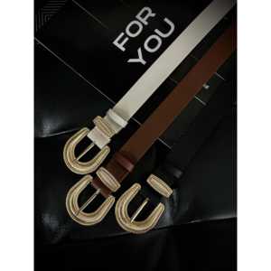 Cinturón Elegante de PU para Mujer con Hebilla Dorada, Estilo Bohemio, Accesorio de Moda para Uso Casual - Product Image 3