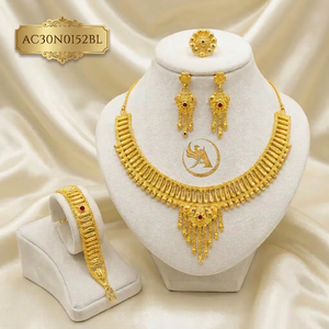 Nigerian Classic Flower Box <b>Chain</b> All-Type Fashion Necklace Set Brass 18K Gold Plated Women's Jewelry - Product Image 1