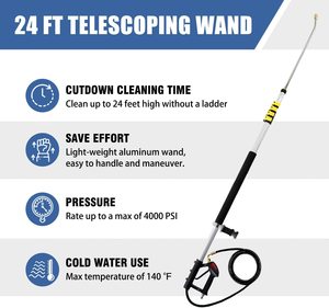 <span class=keywords><strong>Perche</strong></span> télescopique en aluminium de 20 pieds pour nettoyage de vitres en hauteur avec nettoyeur haute pression 4000 PSI - Product Image 4