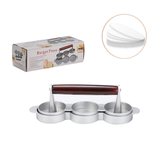 Outil de pressage à <span class=keywords><strong>viande</strong></span> en alliage d'aluminium à 3 cavités Hamburger Patty Sandwich Maker <span class=keywords><strong>Moule</strong></span> antiadhésif <span class=keywords><strong>pour</strong></span> steak de boeuf <span class=keywords><strong>pour</strong></span> barbecue pique-nique camping - Product Image 4