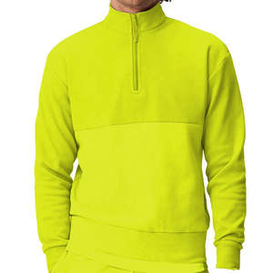 Sudadera de media cremallera amarilla neón para hombre, jersey de lana, cuello alto, ropa informal cálida, OEM, ODM, fabricante personalizado - Product Image 1