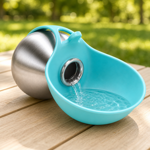 Dispenser d'Acqua Portatile per Animali Domestici Petop, Bottiglia da Viaggio in Acciaio Inox con Ciotola Pieghevole in Silicone per Cani e <span class=keywords><strong>Gatti</strong></span> - Product Image 4