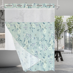 Rideau de douche imprimé floral sans crochet avec rideau de douche sans crochet pour hôtel <span class=keywords><strong>Snap</strong></span> Liner - Product Image 2