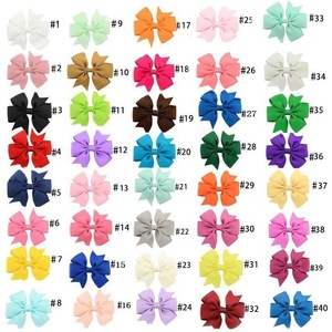 20 Farben Solid Gros grain <span class=keywords><strong>Ribbon</strong></span> Bows <span class=keywords><strong>Clips</strong></span> Haarnadel Mädchen Haars chleifen Boutique Haars pange Kinder Haarschmuck - Product Image 1