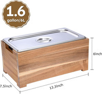 Poubelle à compost de cuisine, poubelle à compost de comptoir, seau à compost en bois avec insert en acier inoxydable