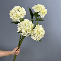 Bunga Hydrangea Buatan 60cm Real Touch Tangkai Tunggal, Kepala Bunga Penuh 16cm, Hydrangea Palsu untuk Dekorasi Rangkaian Bunga Pernikahan dan Rumah