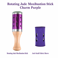 Bâton de Moxibustion Rotatif à Billes Massantes avec Tête en Jade Naturel 15,5x4cm, Rouleau de Moxa Chauffant, 3 Couleurs, Vente en Gros de Bâtons de Moxa
