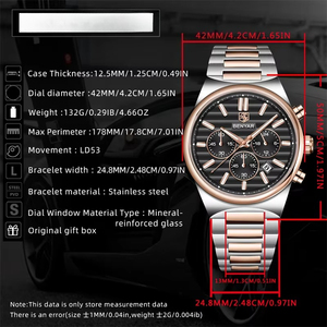 Reloj de Pulsera Cronógrafo de Dos Tonos de Lujo OEM ODM para Hombre, Reloj de Cuarzo Luminoso a Prueba de Agua con Calendario, Informal y Elegante de Acero Inoxidable - Product Image 6