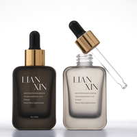 Flacon Compte-Gouttes Carré en Verre 30ml/50ml avec Logo Personnalisé, Fini Dépoli, Bouchon à Vis, pour Sérum Visage Soins de la Peau