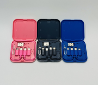 Câble de charge rapide 60W avec boîte de rangement, ensemble cinq-en-un, support de téléphone portable miroir, USB 2.0, PC ABS, câble pour iPhone